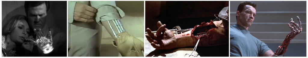 Demon with a Glass Hand (1964), Cyborg 2087 (1966) et Terminator 2 (1991), trois œuvres pour l'image devenue iconique du bras robotique. 